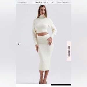 Mishka cream soft boucle knit midi skirt